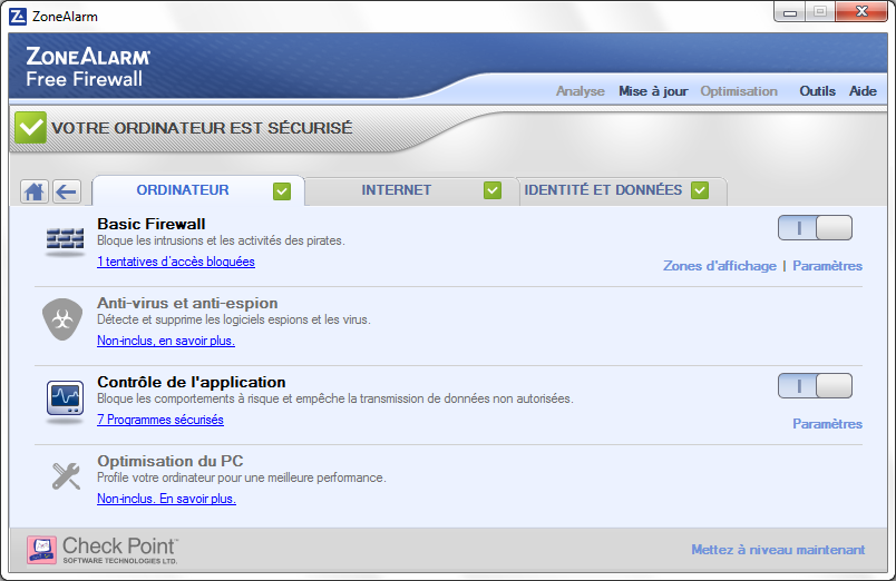 ZoneAlarm Capture d’écran