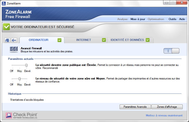 ZoneAlarm Capture d’écran
