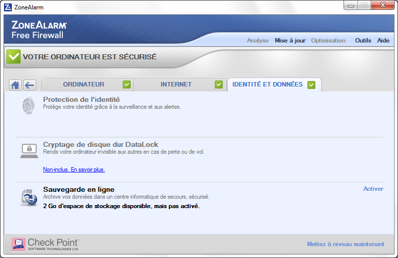 ZoneAlarm Capture d’écran