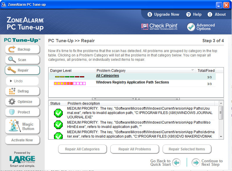ZoneAlarm PC-Tuneup Screen Shot