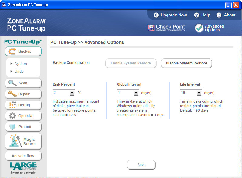 ZoneAlarm PC-Tuneup Screen Shot