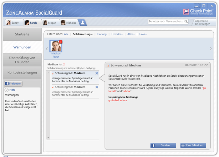 ZoneAlarm SocialGuard Cyberbullying