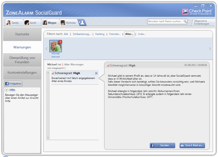 ZoneAlarm SocialGuard Age Concerns