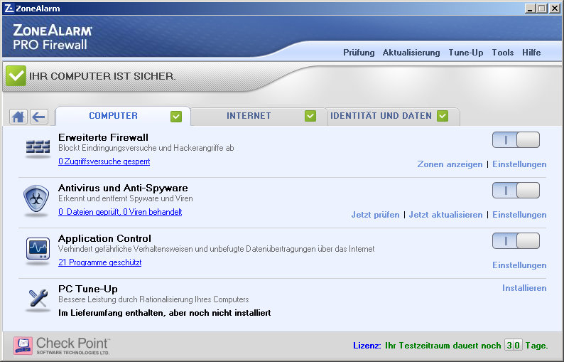 ZoneAlarm PRO Firewall Screenshot