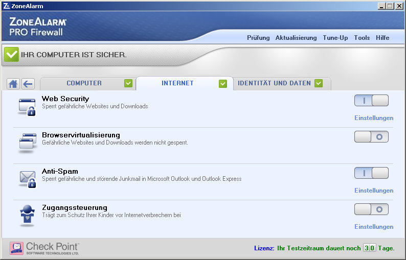 ZoneAlarm PRO Firewall Screenshot