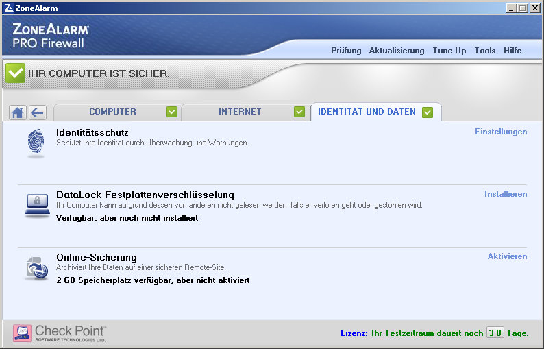 ZoneAlarm PRO Firewall Screenshot