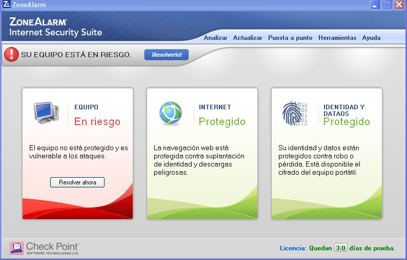 ZoneAlarm Internet Security Captura de pantalla