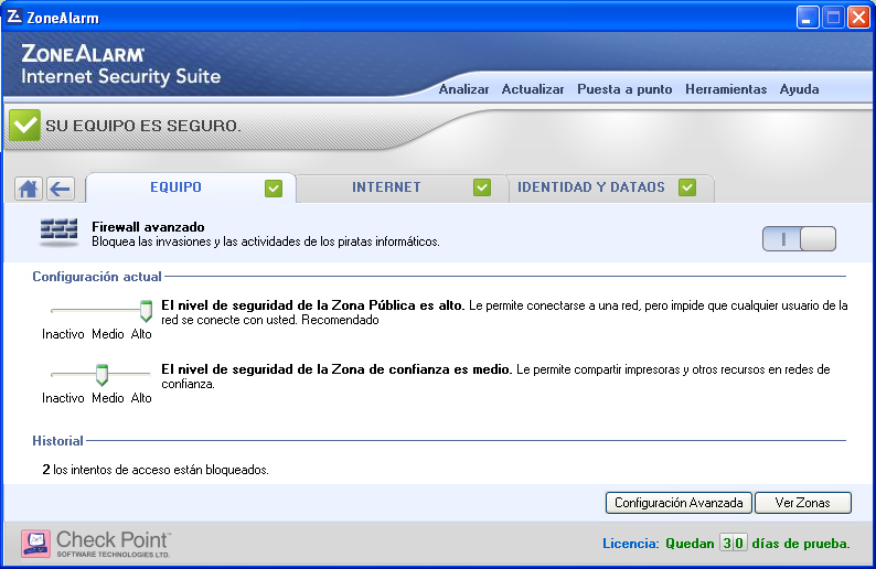 ZoneAlarm Internet Security Captura de pantalla