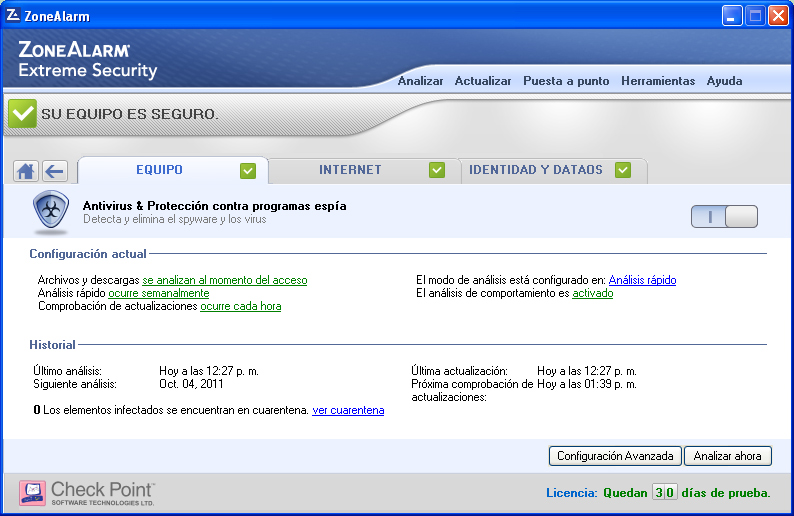 ZoneAlarm Internet Security Captura de pantalla
